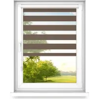 Time4blinds - Doppelrollo ohne Bohren - Zebra Rollos für Fenster und Türen - Walnuss, 1200x1700, Rechts