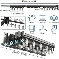Famanu Wandtrockner mit 20 Clips - 124 cm, ausziehbar, Aluminium, platzsparend, klappbar