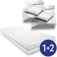 Sleezzze Ergonomische Matratze 180x200 cm 7-Zonen Supportho Premium, Höhe 18 cm, Härtegrad H2/H3 + 2 x CloudComfort Basic Mikrofaser Bettset 135 x 200 cm + 80 x 80 cm