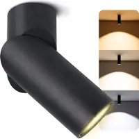 SSC-LUXon TOBI-L Aufbauspot schwenkbar schwarz mit LED GU10 5W (drei einstellbare Lichtfarben 3CCT) - Aufbaustrahler LED Wand Decke