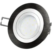 SSC-LUXon RF-2 LED-Einbauspot rund flach Alu schwarz gebürstet inkl. LED-Modul 230V, 4W, warm weiß 2700K dimmbar