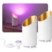 SSC-LUXon 2x Bodenleuchte AUREVA dekorative Stehlampe - Tischlampe mit Smart WLAN GU10 5W – App Steuerung, Alexa Google kompatibel