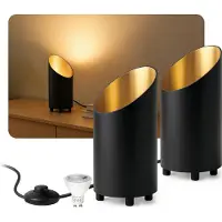 SSC-LUXon 2x Bodenleuchte AUREVA schwarz Aluminium – mit LED fourSTEP GU10 4W warmweiß dimmbar in 4 Stufen ohne Dimmer – kleine Stehlampe für Wohn- & Schlafräume