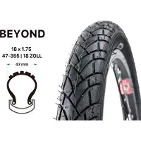 Beyond 18 Zoll Fahrrad Reifen 47-355 City Trekking 18x1.75 Schwarz