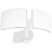 SSC-LUXon NORSU Außenleuchte mit Bewegungsmelder Doppel Strahler - Aussenlampe inkl. Eck-Adapter & Dämmerungssensor IP65 neutralweiß