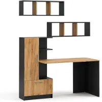 Vicco Schreibtisch-Set Tomy Anthrazit/Goldkraft Eiche 150 x 59 cm 3er Set da 2 Regale+Schreibtisch, Model 59183