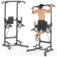 Hamlody HomeFitnessCode Kraftstationen, Multifunktional Höhenverstellbare Dip-Station, Klimmzugstange bis zu 150 kg