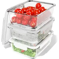 Markenlos Aufbewahrungsboxen aus Glas, stapelbare Set von 3 mit Deckel, 3x 1040ml, transparent