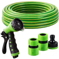 DIVODV 27884 Gartenschlauch 1/2", 30 m, 3-lagig, mit Kupplungen und Sprühkopf, grün