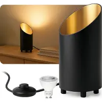 SSC-LUXon Bodenlampe AUREVA Uplight Tischlampe – mit fourSTEP GU10 LED 4W warmweiß dimmbar in 4 Stufen ohne Dimmer – kleine Stehlampe für Wohnzimmer