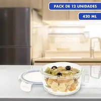 Markenlos Aufbewahrungsbehälter Set 12 Stück - 420 ml, Glas, mit transparentem Deckel