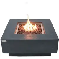 Elementi Gas Feuertisch Manhattan Feuerstelle aus Beton - für Garten, Balkon and Terrasse, wetterbeständig, Dunkelgrau 91x91x40cm