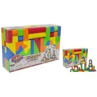 W&K Set aus 90 leichten und weichen Schaumstoff Bausteinen, Maße 39x7.5x29 cm