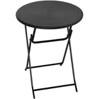 STILVORA Klapptisch Outdoor aus Stahl und HDPE Dunkelgrau Ø60x73 cm, Holzoptik