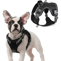 Famanu Hundegeschirr Taktisches Hundegeschirr mit Molle-System und Griff - Reflektierendes Verstellbares Hundeharnisch für Kleine Hunde - Schwarz - S