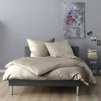 Lorena Mako-Satin Bettwäsche Verona 155x220 cm + 80x80 cm | kiesel - grau