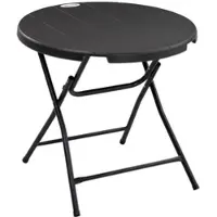 STILVORA Klapptisch Outdoor Stahl/HDPE dunkelgrau Ø80x73 cm, Holzoptik
