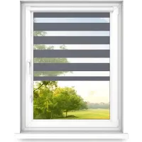 Time4blinds - Doppelrollo ohne Bohren - Zebra Rollos für Fenster und Türen - Stahl, 1300x1400, Rechts