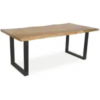 Casa Massiva Baumkantentisch Cali 200 x 100 cm, Akazienholz massiv Eiche-Optik, 50 mm Tischplatte, Esstisch mit U-Metallgestell Schwarz, Industrial-Design