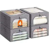 Markenlos Aufbewahrungsboxen Set 4 Stück mit Metallrahmen und Deckel 25L
