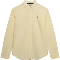 Superdry für Damen. W4010565A Schmal geschnittenes Oxford-Hemd gelb (L), Lässig, Baumwolle, Klassisch, Langarm