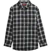 Superdry für Damen. W4010500A Schwarzes Boyfriend-Hemd aus kariertem Flanell (XS), Lässig, Baumwolle, Langarm