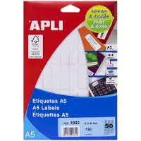 APLI Klebeetiketten weiss mit abgerundeten Kanten A5 13,0 x 40,0 mm 15 Blatt à 50 Etiketten