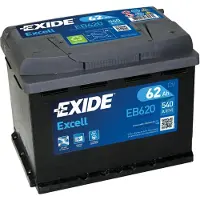 Exide Excell EB620, 62 Ah, 12 V, 540 A, Auto, Wartungsfrei, Rechts platziert
