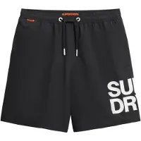 Superdry für Herren. M3010247A 43,2 cm Badeanzug mit Logo Sportswear schwarz (S), Strandbekleidung, Recyceltes Polyester, Nachhaltig
