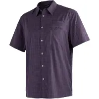 Maier Sports Funktionshemd "Mats S/S", Herren, Gr. 64, Normalgrößen, grau, 97% Polyester, 3% Elasthan, Hemden Funktionshemd, Herren Hemd kurzarm, karriertes Freizeithemd, Kurzarmhemd, Regular Fit