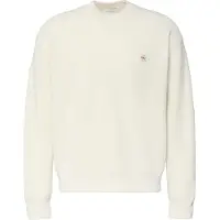 Calvin Klein Jeans Herren Pullover & Cardigans Ls Ez Cotton Waffle Crewnk Swtr 9 - Ecru - Größe M