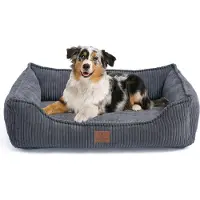 Warenhammer Orthopädisches Premium Hundebett, flauschig weich, abnehmbar/waschbar Cord, wärmender Cord Bezug / herausnehmbare Innenmatratze 100 x 70 x 22 cm