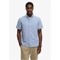 Superdry für Herren. M4011101A Schickes blaues Oxford-Hemd (S), Lässig, Baumwolle, Kurzarm
