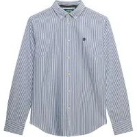 Superdry für Damen. W4010565A Schmal geschnittenes Oxford-Hemd blau (XS), Lässig, Baumwolle, Langarm