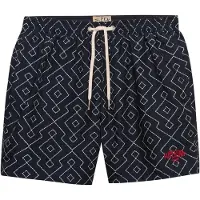 Superdry für Herren. M3010262A Premium Printed 15 navy Badeanzug (L), Strandbekleidung, Recyceltes Polyester, Marine