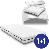 Sleezzze Taschenfederkernmatratze Sleezzz Superior 90 x 200 cm, Höhe 18 cm, Härtegrad H3 + CloudComfort Basic Mikrofaser Bettset 135 x 200 cm + 80 x 80 cm