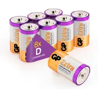 GP Extra Alkaline Batterien D (Mono / LR20) Spannung 1,5 Volt (8 Stück Monozellen 1,5V)