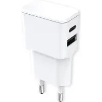 Fontastic Universal Netzteil Dubi, 1x USB-A + 1x Typ-C, 12W 5V / 2.4A, kompaktes Design, weiß