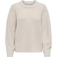 ONLY Strickpullover "ONLMILOUZ LS RIB PULLOVER KNT NOOS", Damen, Gr. S, beige (moonbeam), Strick, Obermaterial: 100% Polyacryl, unifarben, hüftlang, Rundhals, Pullover Strickpullover