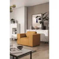 Fun-Möbel Sessel Designersessel WALDO in Stoff Poso Senfgelb