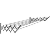 Sauvic 10-stangen-wäscheleine Ausziehbar Aus Edelstahl 160 Cm Silber Silber One Size