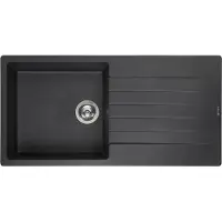 Reginox Granit-Spülbecken mit Abtropffläche, Becken links, Breda 30 Black Silvery 46x44 cm R31254