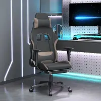 vidaXL Möbel Gaming-Stuhl mit Fußstütze Schwarz und Taupe Stoff 2023