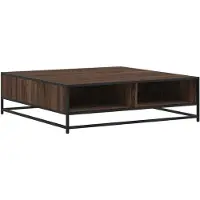 vidaXL Couchtisch Braun Eichen-Optik 100x100x30cm Holzwerkstoff Metall
