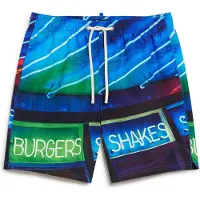 Superdry für Herren. M3010233A Badeanzug mit blauem Fotodruck (XL), Strandbekleidung, Recyceltes Polyester, Nachhaltig