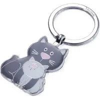Troika Schlüsselanhänger Cat & Kitty Katzenduo aus Emaille und verchromtem Metallguss