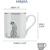 MIKASA Cheetah Straight-Sided Porcelain Mug, 280ml