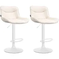 CLP 2er Set Barhocker Vonore Kunstleder weiß creme