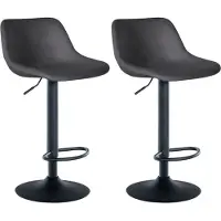 CLP 2er Set Barhocker Loft Samt dunkelgrau