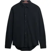 Superdry für Herren. M4011000A Langärmeliges Piqué-Hemd mit marineblauem, ausgefranstem Stoff (L), Lässig, Baumwolle, Langarm